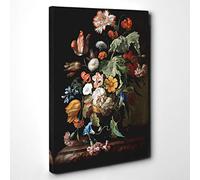 Rachel Ruysch Still Life with Flowers Canvas Print | Gallery Wrapped 30mm Frame Wall Art | 30x20 inches | Ready to Hang | Modern Floral Picture | Living Room Bedroom Lounge Office