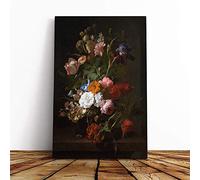 Rachel Ruysch Still Life with Flowers Canvas Wall Art Print 30x20 Inch | Ready to Hang, Gallery Wrapped, Fade-Resistant Inks, Securely Packaged, UK Made
