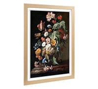 Rachel Ruysch Still Life with Flowers Framed Wall Art Print A2 Oak | Ready to Hang, Premium Gi Paper, Fade-Resistant Inks, Securely Packaged, UK Made