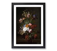 Rachel Ruysch Still Life with Flowers Vol.2 Framed Print | A2 Black Framed Wall Art | Ready to Hang | Modern Floral Picture | Living Room Bedroom Lounge Office