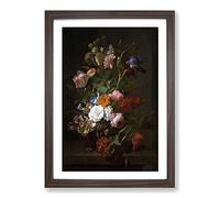 Rachel Ruysch Still Life with Flowers Vol.2 Framed Print | A2 Walnut Framed Wall Art | Ready to Hang | Modern Floral Picture | Living Room Bedroom Lounge Office