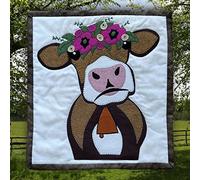 Rachel's Of Greenfield Brown Cow Beginner Quilting Kit, Quilt Kit, Quilt Kits with Fabric, Finished Size 13" x 15", Instructions and Materials Included in Kit