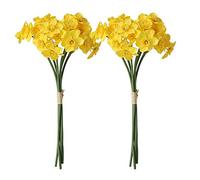 Rachlicy 12pcs Yellow Daffodils Artificial Flowers Silk Faux Daffodils Plants Spring DIY Bouquet Home Decoration