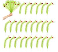 Rachlicy 24Pcs Christmas Tree Topper 14 inch, Christmas Picks with Glitter Ball Red Green Elf Tree Ornaments for Furry Cute Funny Xmas Decor