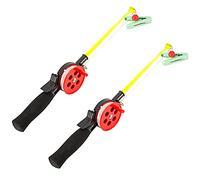 Rachlicy 2pcs Kids Fishing Rod Mini Ice Fishing Rod Childrens Fishing Rod Shrimp Crab Pole with Clip Reel Kids Pool Crabbing Set (Black)