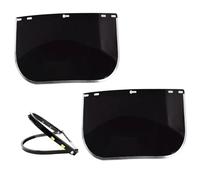 Rachlicy 2PCS Tinted Face Shield with 1PC Bracket 15.5x7.9 inch Replacement Safety Face Shield for Hard Hat, Welding, Grinding, DIY, Cosplay Helmet