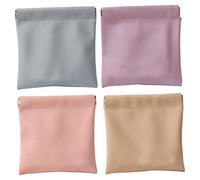 Rachlicy 4PCS Snap Closure Pouches Waterproof PU Mini Makeup Pouch No Zipper Self-Closing Coin Purse Lipstick Cosmetic Accessories Organizer