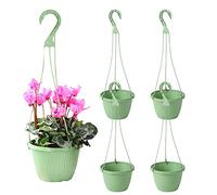 Rachlicy 5Pcs Hanging Baskets Outdoor Plastic Flower Pot Wall Hanging Planters Plant Holder with Hook for Garden Indoor Outdoor Green
