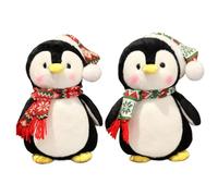 Rachlicy Christmas Decor 2Pcs Penguin Plush, Cute Penguin Stuffed Animal with Hat and Scarf 10" Decorative Christmas Stuffed Animals, Soft Body Pudgy Penguins for Home Xmas Party Ornament