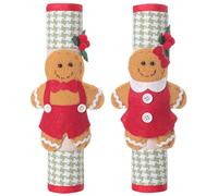 Rachlicy Christmas Decor 2Pcs/Set Fridge Door Handle Cover Gingerbread Christmas Fridge Handle Covers, Polyester Refrigerator Covers Protector for Microwave Oven Dishwasher Decor