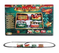 Rachlicy Christmas Decor Electric Train Set for Kids 11x7x1 Mini Simulated Christmas Train Set with 4 Carriages & Tracks Classic Gifts for Boys & Girls(No Battery)
