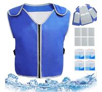 Rachlicy Cooling Vest with 20 Ice Packs Waterproof Ice Vest Breathable Cool with 6 Pockets Reflective Lightweight Zipper Closure Work for Men Women