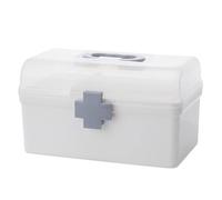 Rachlicy First Aid Box, 21.2x4.7x4.9 in Portable Empty Medicine Storage Box with Handle & Removable Tray, Dustproof Non-Slip Family Medicine Storage for Office and Travel