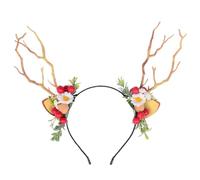 Rachlicy Flower Antler Headband Branch Deer Antlers Headband with Red Berries Deer Costume Kids for Halloween Christmas Party Cosplay