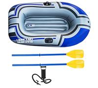 Rachlicy Inflatable Boat PVC 1-Person Portable Foldable Hard Bottom Fishing Drift Raft Kayak with Inflator Peddles