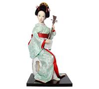 Rachlicy Japanese Doll 12in Geisha Kimono Asian Doll Collectible Japanese Decor for Home Restaurant Table Decor, Light Green