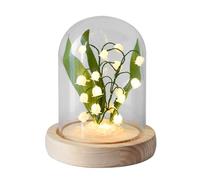 Rachlicy Lily of The Valley Lamp DIY Flower Lamp Glass Night Light Bedroom Artificial Flowers Desk Home Decorations Lamp Battery Powered Material Kit