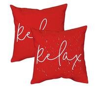 Rachlicy Outdoor Cushion Covers Waterproof Garden Cushion Covers 18x18 inch Throw Pillow Covers Set of 2 Square Pillowcases for Tent Park Bed Sofa Chair Bedroom Red