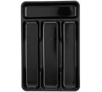 Rachlicy Silverware Holder Small Kitchen Utensil Drawer Organizer Plastic Silverware Organizer Utensil Holder with 4 Compartments Tray Cutlery Black