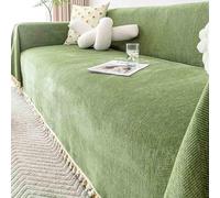 Racib Chenille Extra Large Throws for 3-4 Seater Sofas, Settees, Couch, Armchair and Bed - Non Slip - MatchaGreen-180×260cm