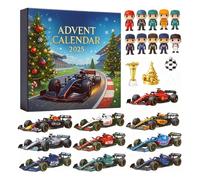 Racing Advent Calendar 2025 - 24-Day Countdown with 2D Acrylic Open-Wheel Car & Driver Ornaments, Holiday Surprise for Kids, Teens & Adults