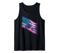 Racing an Enduro Motorcycle Across the Patriotic USA Flag Tank Top