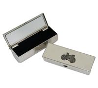 Racing Bike Metal Lipstick Case with Mirror Silver Personalised Engraving Gift 292