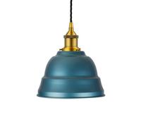 Racing Blue Lincoln Painted Dome Pendant Light With Antique Gold Lamp Holder And Black Twisted Cable - Se Home