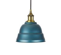 Racing Blue Lincoln Painted Dome Pendant Light With Matt Antique Brass Lamp Holder And Black Round Cable - Se Home