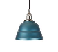 Racing Blue Lincoln Painted Dome Pendant Light With Polished Brass Lamp Holder And Black Round Cable - Se Home