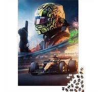 Racing Car 1000 Pc Recycled Paper Helmet F1 Art Puzzle Stressful Workers Anxiety Relief Cognitive Training Home Leisure 38x26cm/1000pcs