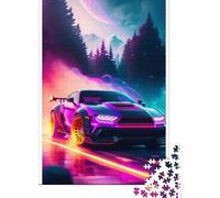 Racing Car 1000 Pc Thickened Paper Jigsaw Purple Neon Puzzle Adults Relaxation Hobby Engaging Brain Teaser 38x26cm/1000pcs