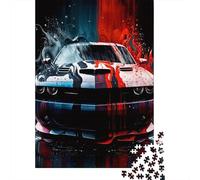 Racing Car 1000 Pc Thickened Paper Red Blue Car Puzzle Grown-Ups Relaxation Hobby Easy Store Engaging Brain Teaser 52x38cm/1000pcs