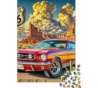 Racing Car 1000 Piece Eco-Friendly Jigsaw Red 66 Mustang Puzzle Adult Hobbyists Portable Mind Decompression Entertainment 52x38cm/1000pcs