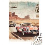 Racing Car 1000 Piece Sturdy Paper Route 66 Cars Puzzle Parent-Child Interactive Game Home Leisure HD Printing 70x50cm/1000pcs