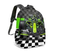 Racing Car 16 Inch Backpack for Kids Boys All-Over Print Turbo Racer School Bag Circuit Design Finish Line Graphic (03)