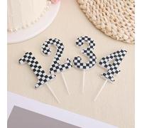 Racing Car 2nd Birthday Candle, Black & White Checkered Flag Candles Number Two Candle Happy Second Birthday Cake Topper Decoration for Boys Kids Race Car Theme Celebration Party Supplies (Number 2)
