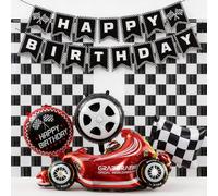 Racing Car Birthday Decorations Complete Set - Racing Theme Party with Balloons, Banner, Streamers - Party Decorations