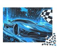Racing Car-digital Art Style 1000 Piece Jigsaw Puzzle on Sustainably Sourced Board Jigsaw Puzzles Neon Sports Car for Cognitive Exercise As Rainy Day Activities for Adults 52x38cm/1000pcs