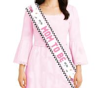 Racing Car Mom to Be Sash, Pink Race Car Baby Shower Decorations Car Checkered Flag Sash for Pregnancy New Parents Photo Props Let's Go Racing Baby Shower Party Favors