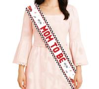 Racing Car Mom to Be Sash, Red Black Race Car Baby Shower Decorations Vintage Racing Car Checkered Sash for Pregnancy New Parents Photo Props Let's Go Racing Baby Shower Party Favors