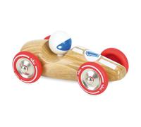 Vilac Vintage Large Wooden Racing Push and Pull Toy Car, Comes In Lovely Box, Handcrafted In France, 17 x 8.5 x 7.5 cm, 2 Years+, Natural Wood and Red
