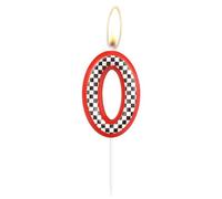 Racing Car Number 0 Candle Topper, Red Racing Birthday 0th Cake Toppers, Red Black and White Racing Decorations for Kids Boys Car Theme Birthday Party