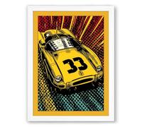 Racing Car Number Thirty-Three Retro Framed Wall Art Print A2 (59.4×42cm) White, Wall Decor for Living Room, Bedroom, Office & Home, Ready to Hang, Art Gift