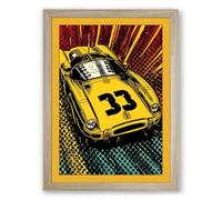 Racing Car Number Thirty-Three Retro Framed Wall Art Print A3 (42×29.7cm) Oak, Wall Decor for Living Room, Bedroom, Office & Home, Ready to Hang, Art Gift