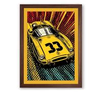 Racing Car Number Thirty-Three Retro Framed Wall Art Print A3 (42×29.7cm) Walnut, Wall Decor for Living Room, Bedroom, Office & Home, Ready to Hang, Art Gift