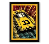 Racing Car Number Thirty-Three Retro Framed Wall Art Print A4 (29.7×21cm) Black, Wall Decor for Living Room, Bedroom, Office & Home, Ready to Hang, Art Gift