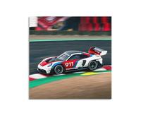 Racing Car Poster 911 GT3 R Rennsport Sports Car on Track Decorative Painting Canvas Modern Art Picture 12x12inch(30x30cm)