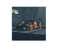 Racing Car Poster 911 GT3 RS Black Orange Sports Car Decorative Painting Canvas Modern Art Picture 16x16inch(40x40cm)