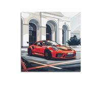 Racing Car Poster 911 GT3 RS Red Super Sports Car Artwork Decorative Painting Canvas Modern Art Picture 16x16inch(40x40cm)